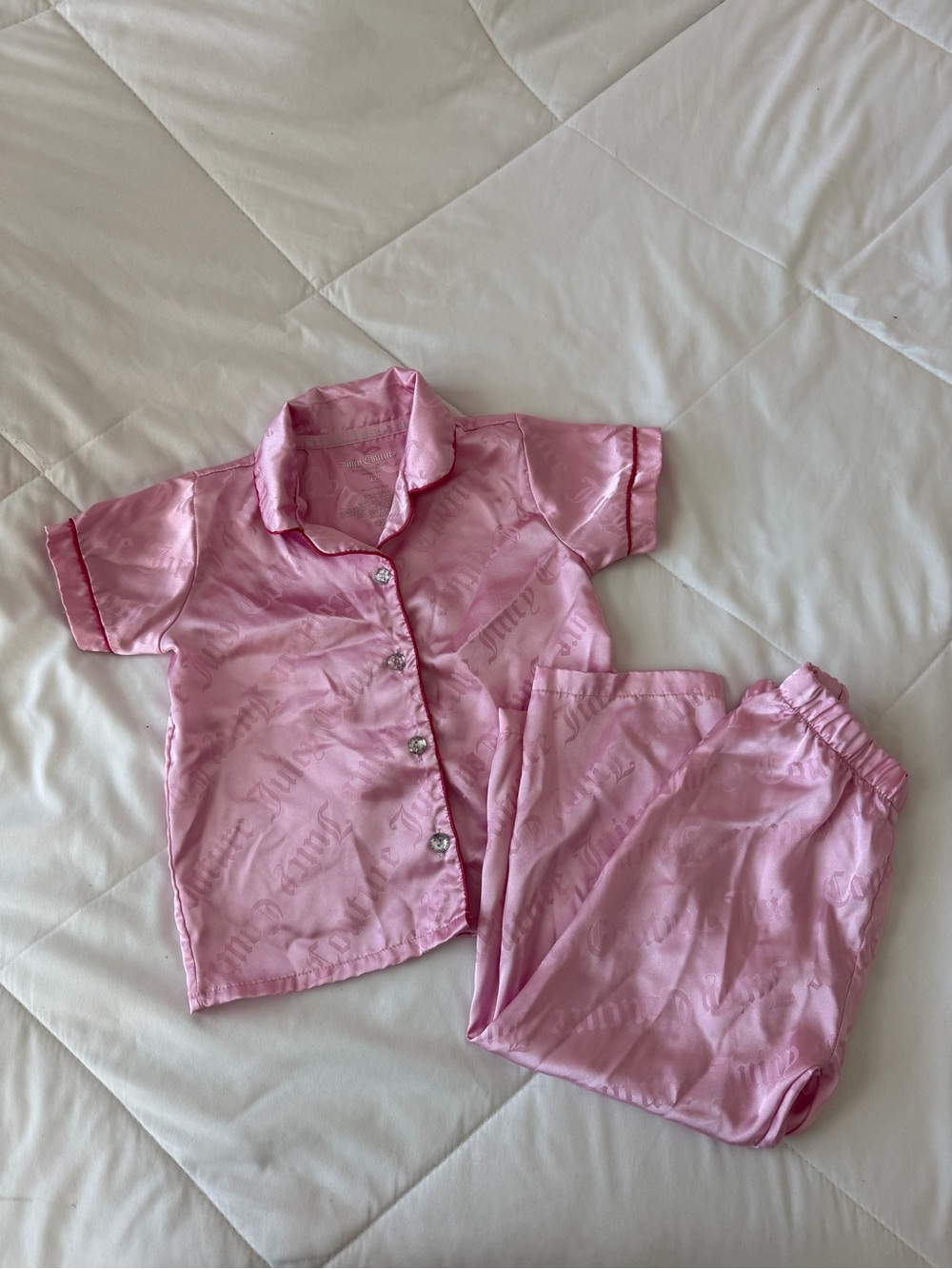 Juicy Couture Pink Satin Short-Sleeve Kids Pajama Set